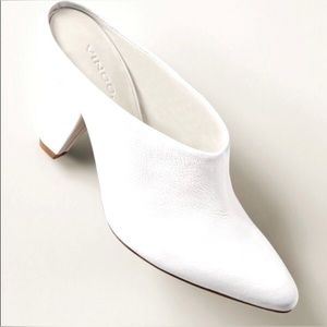 Vince Emberly Slip-On Mules Pointed Toe White Leather Sz  6 Minimalist Festival